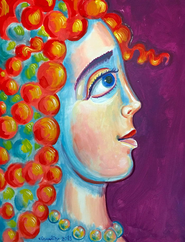 Κορίτσι Ερωτευμένο Προσευχόμενο, 2019, ακρυλικά σε μουσαμά, 73*93