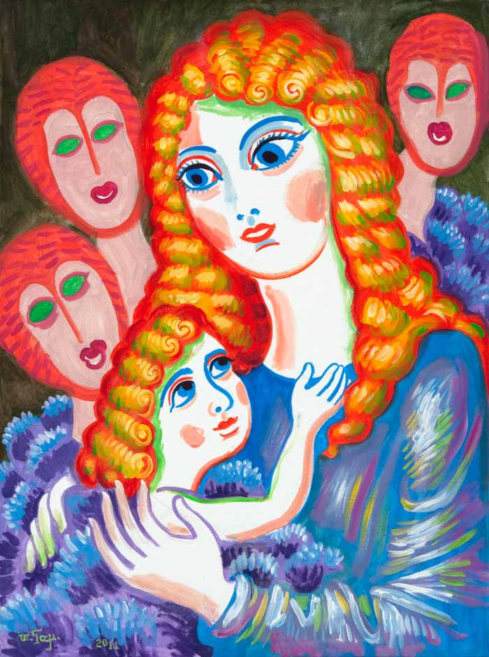 Μάνα και κόρη με τις μοίρες, 2011, ακρυλικα σε μουσαμά, 65*85