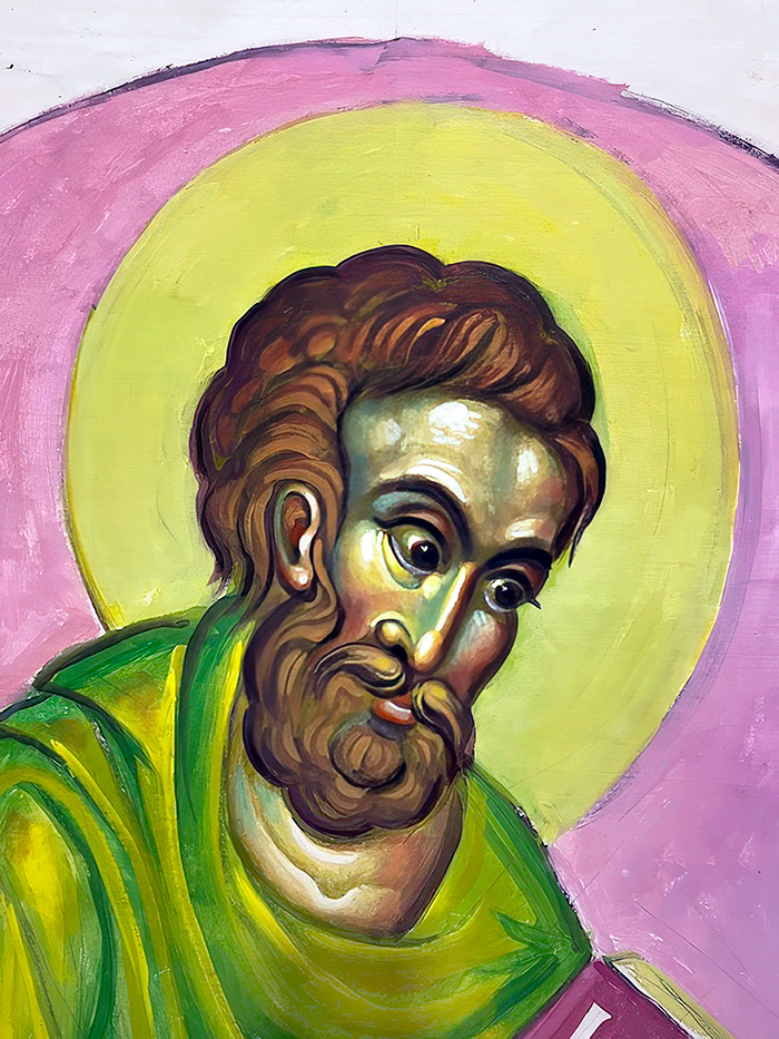 "St. Mark the Evangelist", wall painting, 2025 (unfinished)