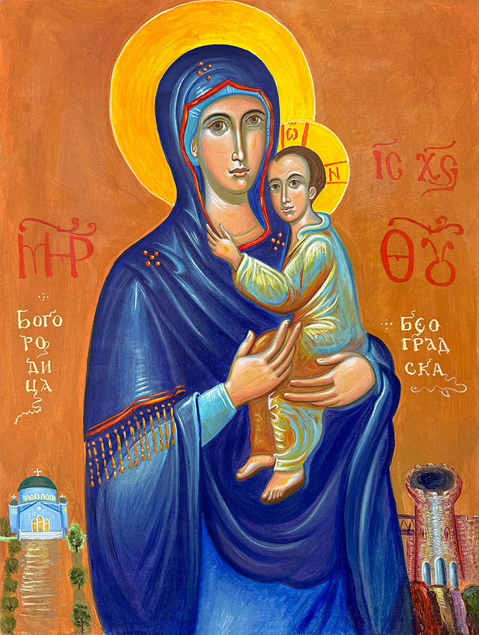 "The Panagia of Belgrade—Bogorodica Beogradska," egg tempera on cardboard, by Radmila and Maxim Vasiljevic, 2020