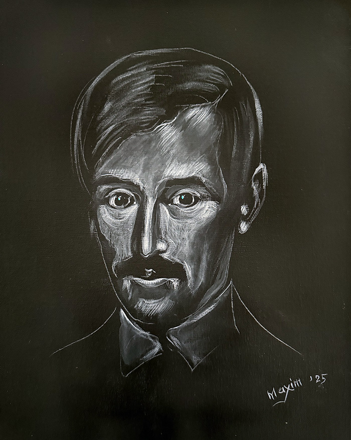"Jovan Dučić 2", acrylic on canvas panel, Bishop Maxim, 2025