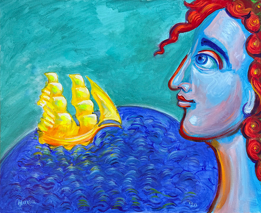 "Voyager of the Inner Sea", acrylic on canvas, Bishop Maxim, 2020