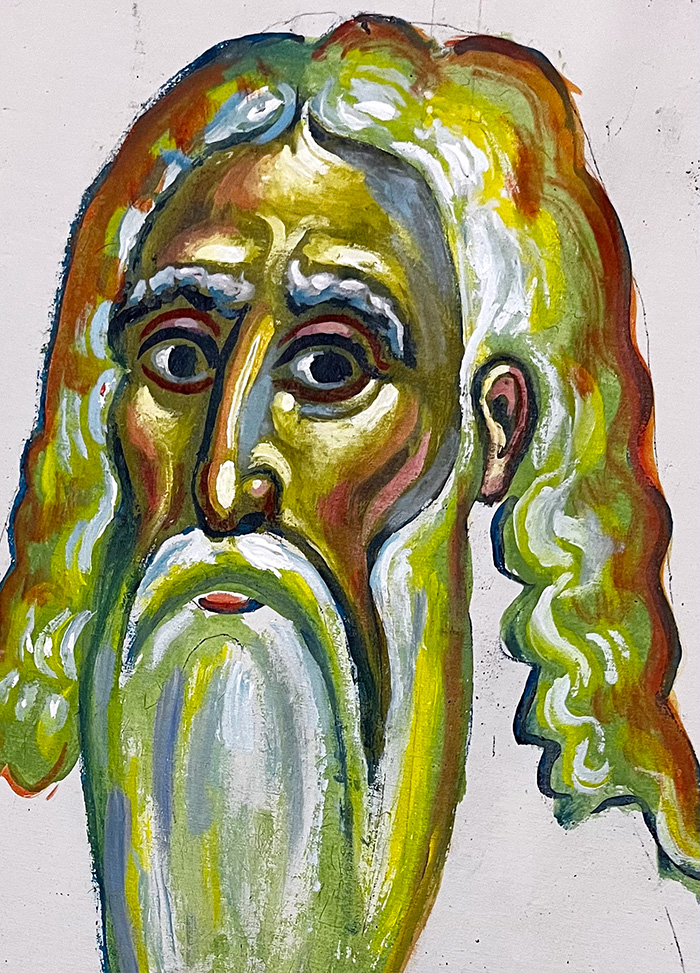 "Prophet Elias", unfinished, wall painting, 2025