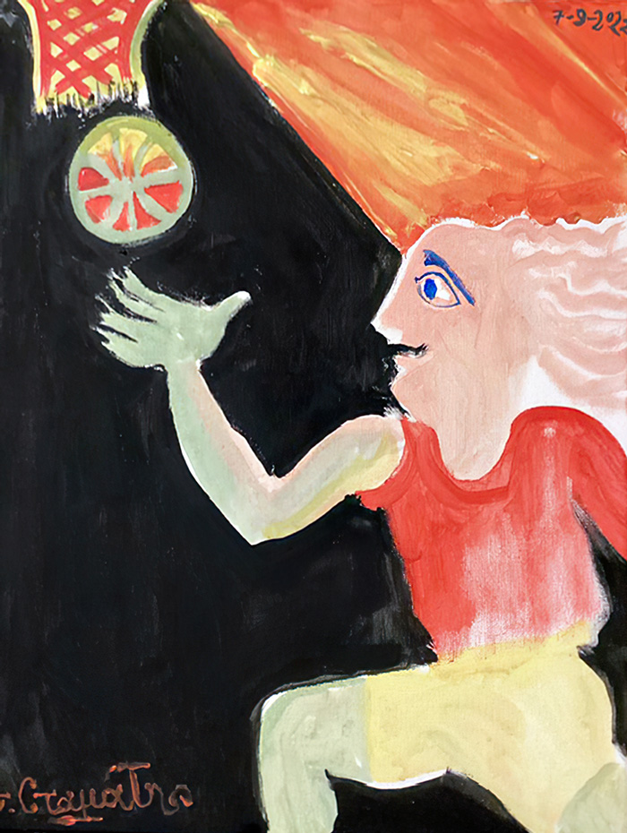 "Basketball Player", acrylic on canvas, fr. Stamatis Skliris, 2022